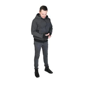 Sweat-shirt de maternité à capuche avec fermeture éclair avant et manches longues pour homme, style kangourou, en molleton doux, pour papa et bébé - Product Image 2