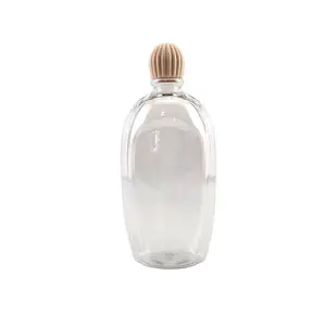 Nuevo elegante botella de champú de plástico con tapa de rosca de forma plana redonda única 300ml 500ml dispensador de jabón líquido botellas de loción cosmética