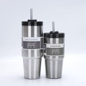 Gobelet isotherme en acier inoxydable de 30 oz, multicolore au choix, avec poignée et paille, impression personnalisée - Product Image 1