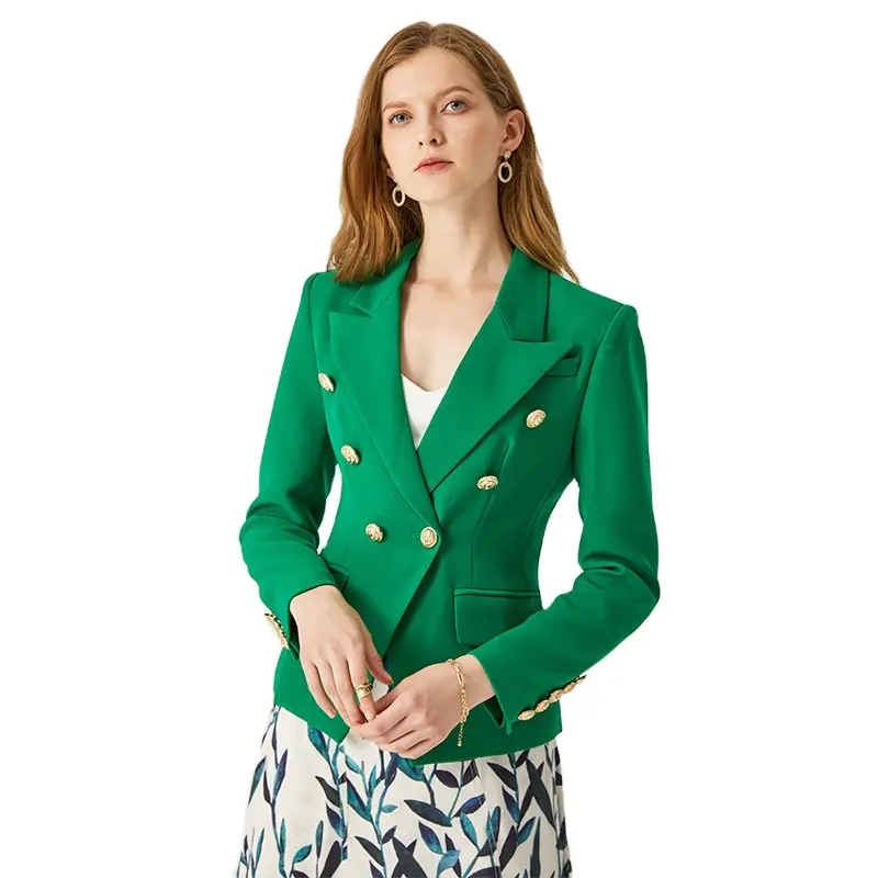 2022 new arrivals women jacket wholesale fashion women green jacket double breast women blazer jacket