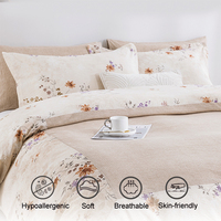Lot de 4 pièces de literie en microfibre de polyester : Housse de couette, drap et taies d'oreiller – Doux et confortable pour hôtel, maison, chambre à coucher – Tailles Queen, King, Twin