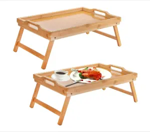 Cama de bambú bandeja mesa con patas plegables desayuno