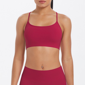 Women Thin Strap Criss Cross Back Yoga Bra Backless Padded Shockproof Pilates Sports Bra Gym Workout Running Activewear - Product Image 2