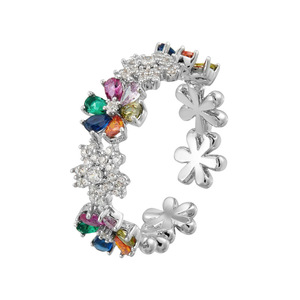 Flower Shape Micro Set Zircon <b>Adjustable</b> <b>Ring</b> For Women Party Jewelry R15258 - Product Image 5