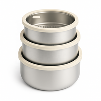 Boîte à lunch ronde en acier inoxydable anti-fuite, ensemble bento 3 pièces avec construction sans BPA, récipient alimentaire moderne pour les voyages