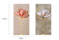 Peinture décorative intérieure moderne de luxe magnolia avec éclairage LED avancé, version verticale, peinture suspendue tridimensionnelle