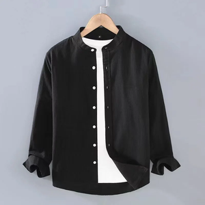 Nouvelle Chemise Décontractée <span class=keywords><strong>Homme</strong></span> 2025 en Coton et Lin à <span class=keywords><strong>Col</strong></span> Rabattu Manches Longues Multicolore Réversible pour l'Été, Idéale pour le Quotidien, la Plage et le Bureau - Product Image 3