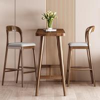 Comptoir de bar commercial en bois massif de style nordique, table de salle à manger, bureau de séparation, chaises hautes longues et modernes minimalistes au design mural