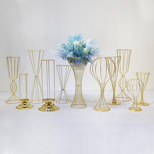New Electric Gold-plated Rack <b>Wedding</b> Table Flower <b>Frame</b> <b>Wedding</b> Hall Layout Metal Flower Ornaments Artificial Gold Flower Stand - Product Image 2