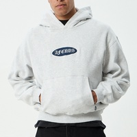 Hoodie Sweatshirt Pria Model Longgar Bahan Fleece Berkualitas Tinggi dengan Bordir Patch Logo Kustom dan Desain Drop Shoulder untuk Streetwear