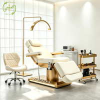 Fauteuil de beauté électrique avec base dorée, lit esthétique pour soins du visage, chaise de traitement cosmétique pour cils, tatouage, spa, salon avec lumière LED