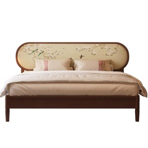 Letto Matrimoniale in Legno Massello Stile Cinese Moderno con Imbottitura Morbida Zen per Hotel e B&B - Product Image 4