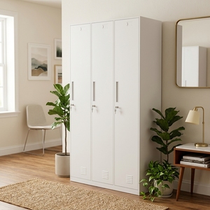 Armoire de rangement en métal industrielle pour bureau, moderne, minimaliste, verrouillable, avec 2 tiroirs, antistatique, porte en verre, pour usage commercial ou scolaire - Product Image 1