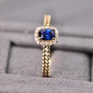 Xinfly, подарки, ювелирные украшения, 18 карат, винтажное свадебное кольцо с натуральным бриллиантом, сапфир, драгоценный камень