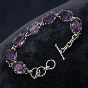 Classic <b>Amethyst</b> 925 Silver Oval Cut Luxury IGI Certified Bezel Setting Chain Link Unisex <b>Bracelet</b> Everyday Wear - Product Image 2