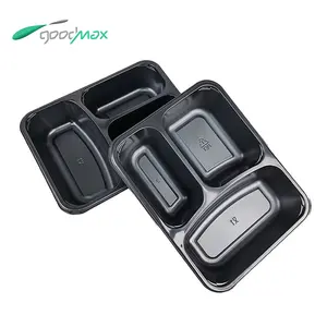 Food Grade Disposable Takeaway Packaging Lunch Box Cpet Blister Lunch Box Heat Resistant Three Compartment Food Tray