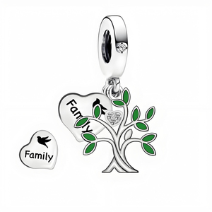 Breloques Pan en Argent, Vert, Rose, Perles Zircon Colorées en forme d'Arbre Généalogique et de Lettre, compatibles avec Bracelet Original, Bijoux Anniversaire Fille Berluque - Product Image 1