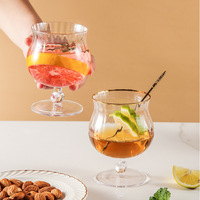 Verre à brandy en verre à bord doré 210 ml 300 ml, verre à cognac tulipe, verre à dégustation de whisky sur pied – Vente en gros