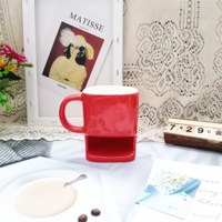 Mug à soupe en céramique de 11 oz à fond plat avec poignée, motif grenouille et visage humain, idéal pour les biscuits, de fabrication professionnelle