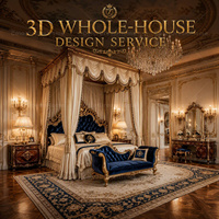 Service professionnel de conception 3D de toute la maison, solution personnalisée pour une maison de luxe, pour une villa royale française