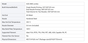 Impresora 3D H2D AMS Combo de Doble Boquilla, Gran Formato 350*320*325mm, Alta Velocidad 500mm/s, Núcleo Cerrado XY, FDM para Impresión Multimaterial en Tiendas - Product Image 2