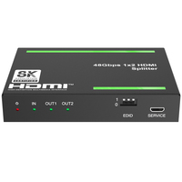 Splitter HDMI 48G 8K 1X2, Layar 8K ke 4K atau 8K/4K ke 1080P dengan Auto Downscaling untuk Monitor Ganda
