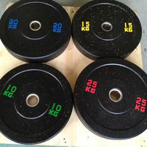 OKPRO suministro de fábrica logotipo personalizado Fitness Color 5KG 10KG 15KG 20KG 25KG Placa de barra discos miga Placa de parachoques de goma - Product Image 2