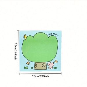 Cute Green Hand-Drawn Healing Notes Self-Adhesive <b>Memo</b> <b>Pad</b> for School & Office Learning Back-to-School Essentials Made Paper - Product Image 2
