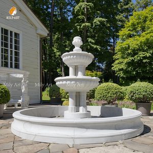 Fuente de Agua de Tres Niveles de Piedra de Mármol Blanco Grande MILY <span class=keywords><strong>para</strong></span> Decoración de Jardín Exterior, Estilo Moderno - Product Image 2