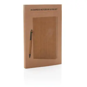 A5 bamboo <b>pen</b> <b>and</b> <b>notebook</b> <b>set</b> sustainable merchandising - Product Image 2