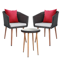 Cobcciden – fourniture directe d'usine de meubles d'extérieur, chaises de Conversation de loisirs 3 pièces en rotin avec Table à bout rond latéral