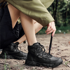 Scarponi da trekking da uomo professionali da uomo all'aperto nero idrorepellente in pelle antiscivolo scarpette da deserto - Product Image 4