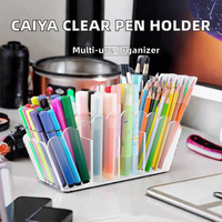 Porte-stylos en acrylique transparent à bords ondulés, organiseur de bureau, support pour crayons, rangement pour pinceaux de maquillage