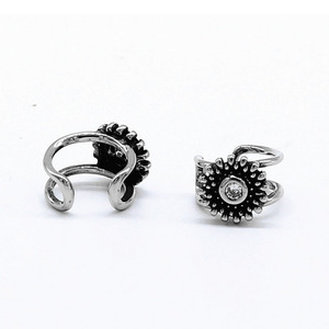 yunnique Flower <b>Cuff</b> <b>Earrings</b> Stainless Steel Bezel Setting For Women And Men Fashion Jewelry - Product Image 1