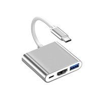 Konverter Multifungsi Pencerminan Layar Ponsel Tablet Komputer Desktop Stasiun Docking 3-in-1 Tipe C Ke/USB 3.0