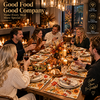 Nouveau Set de Table en Cuir Récolte d'Automne, Motif Citrouille et Feuille d'Érable, Antidérapant et Résistant à la Chaleur, pour Dîner en Famille, Thanksgiving et Décoration d'Automne à la Maison