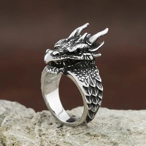 yunnique Dragon Head <b>Ring</b> Stainless Steel Men's Animal Jewelry Gift Occasion JZ0085 - Product Image 1