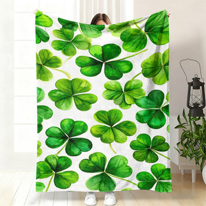 Manta de Franela con Diseño de Trébol de Cuatro Hojas, Manta para Siesta, Lavable a Máquina, Resistente a la Decoloración, para Cama, Sofá, con Impresión Personalizada YH-MT - Product Image 3