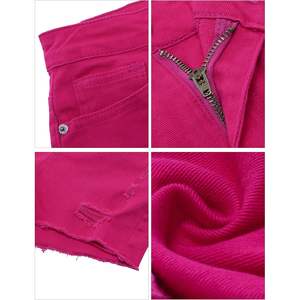 2025 pantalones cortos de mezclilla desgastados Vintage de cintura alta para mujer, ajustados de X-Small a XX-Large, estampado Formal azul para verano - Product Image 6