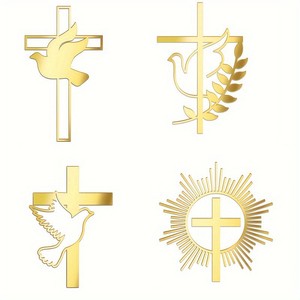 Elegante oro acrílico Cruz pastel decoraciones 4 piezas conjunto para el bautismo del <span class=keywords><strong>niño</strong></span> Sacramento <span class=keywords><strong>comunión</strong></span> celebraciones Navidad - Product Image 2