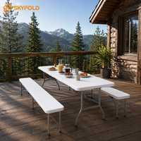 Ensemble table et banc pliables, robustes, peu encombrants, faciles à nettoyer, pour patio, jardin, extérieur