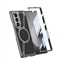 Casing ponsel kulit PU lembut berlapis elektro tahan benturan desain mewah terlaris untuk Samsung Z Fold 6 modis bisnis