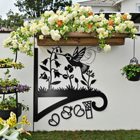 Panier à fleurs suspendu en métal moderne en forme d'oiseau et crochet mural pour la décoration extérieure de jardin et de maison