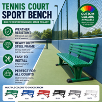 Banc de patio extérieur moderne avec siège carré et dossier en alliage d'aluminium pour terrain de basket-ball, football, tennis, padel