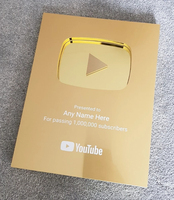 Premio Botón de 100K Reproducciones de YouTube, Placas de Premio de Aluminio Personalizadas, Premios de Creadores de YouTube 2026 en Oro