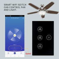 Interrupteur intelligent tactile pour ventilateur et éclairage, compatible American Standard et Australian Standard, avec fonction de minuterie, lumière réglable, Smart Life, style rétro