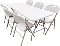Table pliante rectangulaire légère en plastique blanc pour l'extérieur, imperméable, pour le camping, les mariages, les fêtes, le jardin