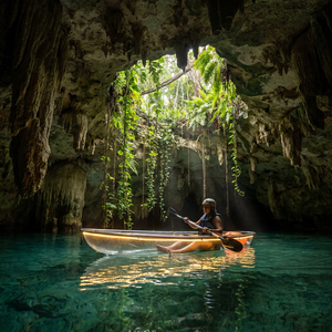 Kayak transparente doble de policarbonato de 11 pies con tira de luces LED para visitas a cenotes, parques acuáticos y negocios de alquiler. - Product Image 1