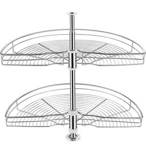 סל פינתי לארון מטבח מסתובב 180 מעלות, מדף אחסון תבלינים דו-שכבתי מסתובב 360 מעלות, מינימליסטי, מתאים לחדר אמבטיה ומלון - Product Image 1
