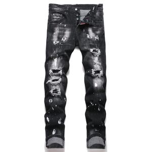 Pantalones Vaqueros Desgastados Estilo Y2K para Hombre 2025 - Pantalones Ajustados de Mezclilla con Roturas y Salpicaduras de Pintura, Estilo Hip-Hop Urbano - Product Image 1